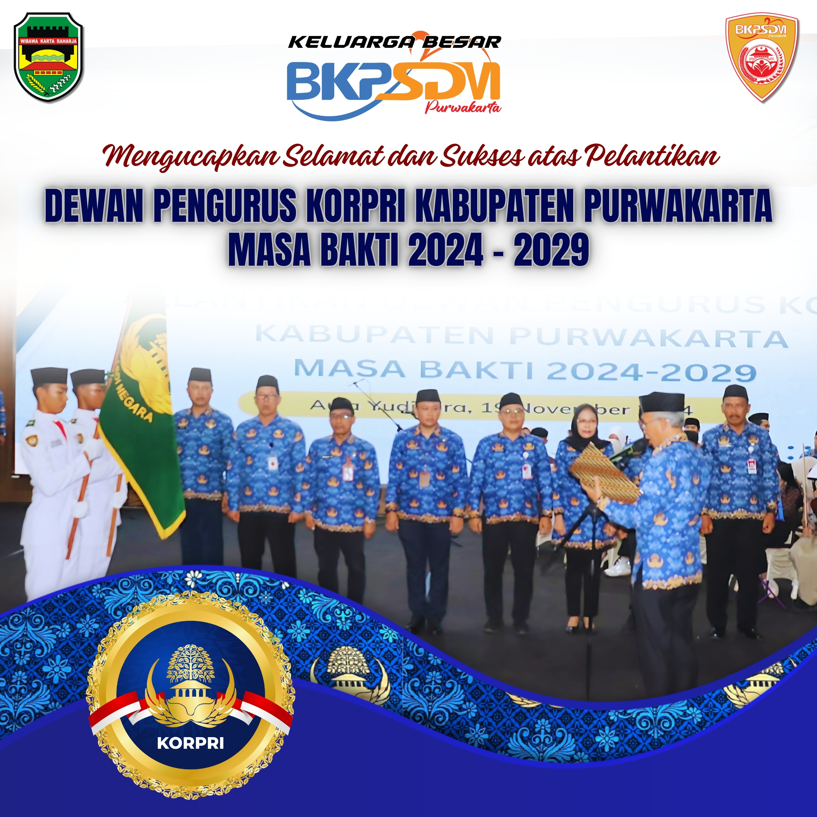 Pelantikan Dewan Pengurus Korpri Kabupaten Purwakarta Masa Bakti 2024-2029